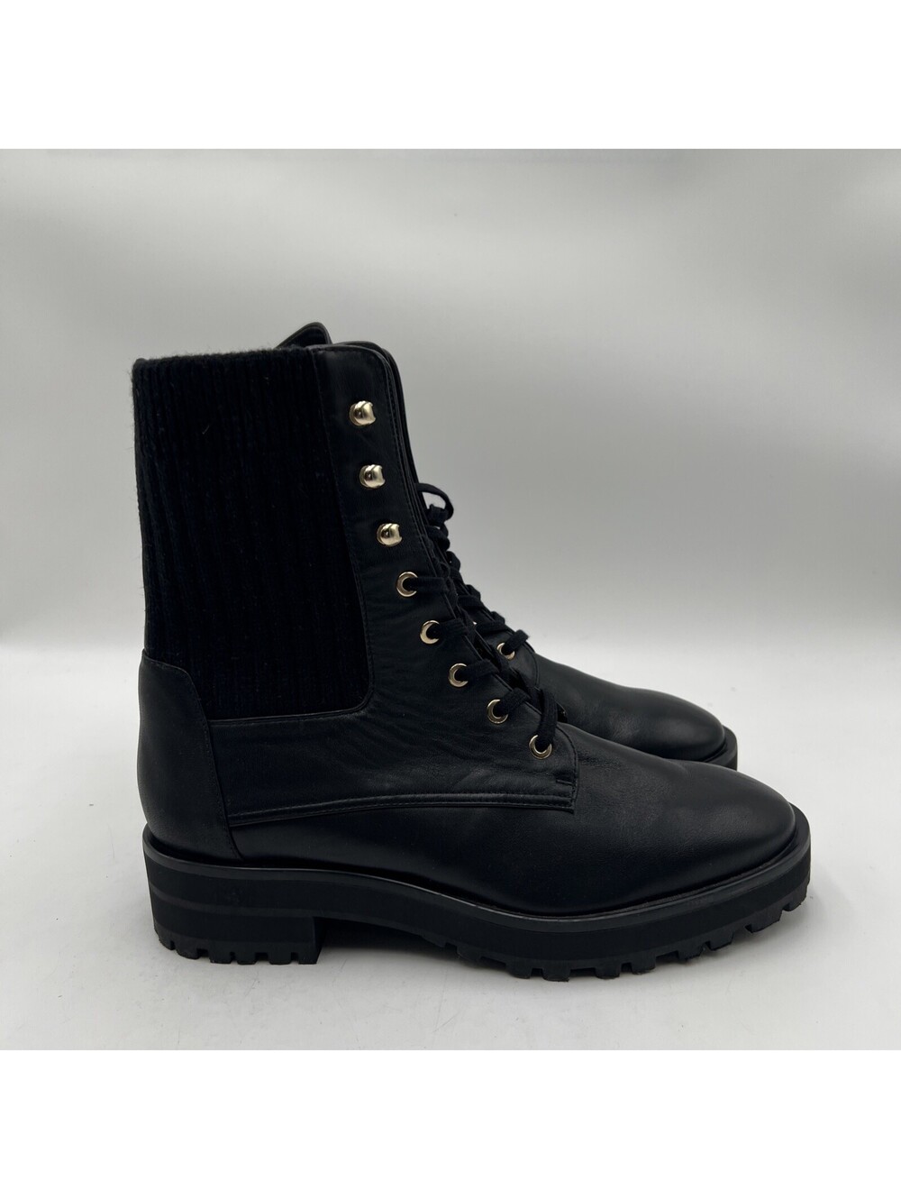 Women’s Stuart Weitzman Alpine combat Black Leather boots Size 8B
